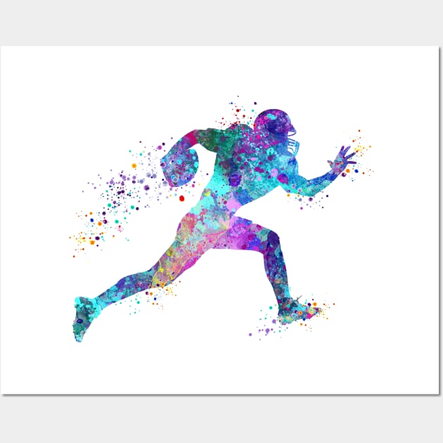 American Football Player Watercolor Wall Art by LotusGifts